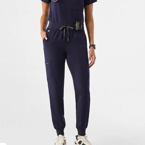 FIGS Women's High Waisted Zamora Jogger Scrub Pants Size Large Navy Healthcare